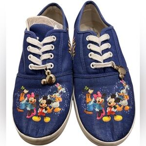 Disney Blue Canvas Sneakers Mickey Minnie Goofy Size 9.5 Unique Collectible
